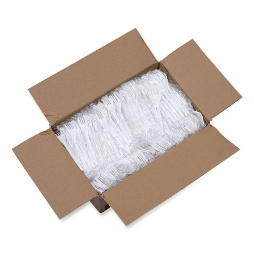 Mediumweight Boardwalk Wrapped Polypropylene Cutlery, Fork, White, 1000/cs