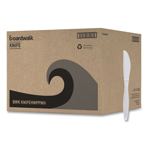 Boardwalk Heavyweight Polypropylene Cutlery, Knife, White, 1000/cs