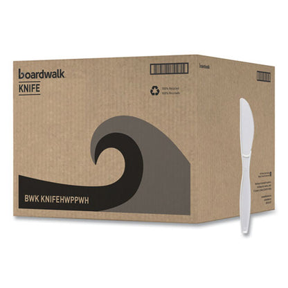 Boardwalk Heavyweight Polypropylene Cutlery, Knife, White, 1000/cs