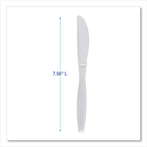 Boardwalk Heavyweight Polypropylene Cutlery, Knife, White, 1000/cs