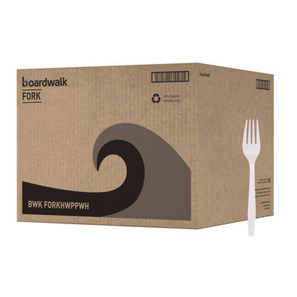 Heavyweight Boardwalk Polypropylene Cutlery, Fork, White, 1000/cs