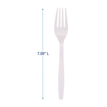 Heavyweight Boardwalk Polypropylene Cutlery, Fork, White, 1000/cs