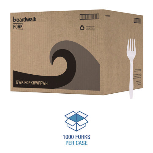 Heavyweight Boardwalk Polypropylene Cutlery, Fork, White, 1000/cs