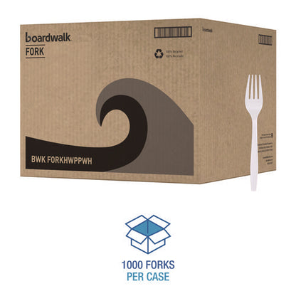 Heavyweight Boardwalk Polypropylene Cutlery, Fork, White, 1000/cs