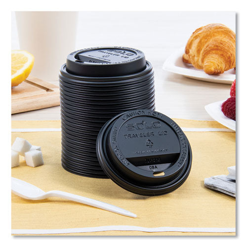10-24oz SOLO Traveler Cappuccino Style Dome Lid, Cups, Black, 100/sleeve, 10 Sleeves/ct