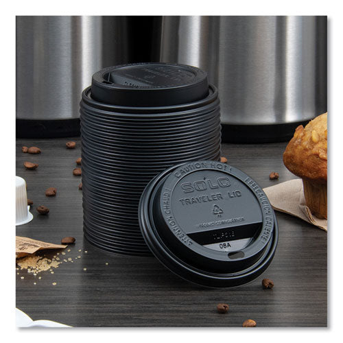 10-24oz SOLO Traveler Cappuccino Style Dome Lid, Cups, Black, 100/sleeve, 10 Sleeves/ct