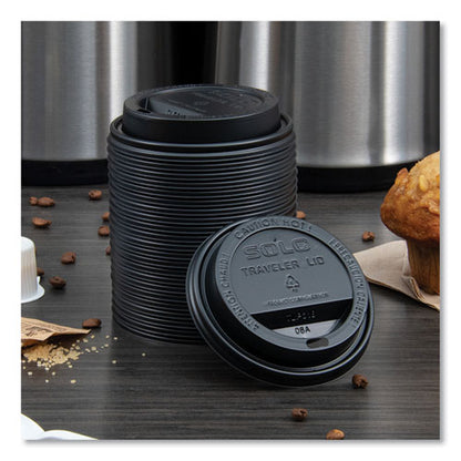 10-24oz SOLO Traveler Cappuccino Style Dome Lid, Cups, Black, 100/sleeve, 10 Sleeves/ct