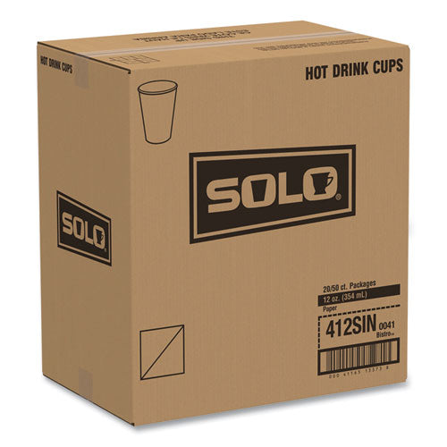 12oz SOLO Paper Hot Drink Cups in Bistro Design, Maroon, 50/pk