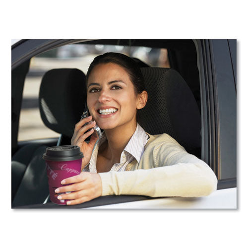 12oz SOLO Paper Hot Drink Cups in Bistro Design, Maroon, 50/pk