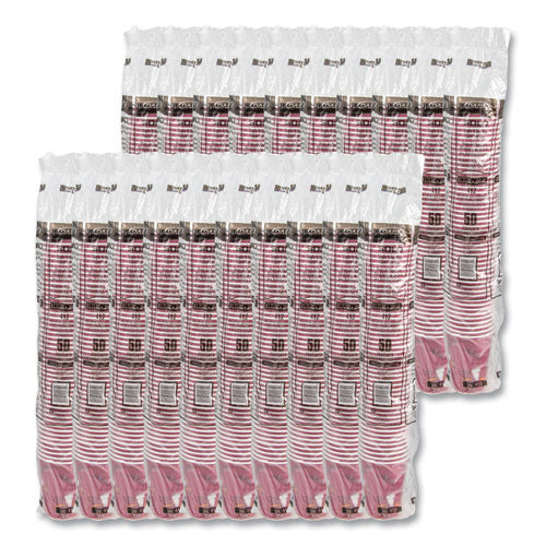 12oz SOLO Paper Hot Drink Cups in Bistro Design, Maroon, 50/pk