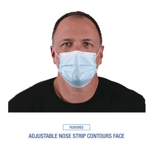 Three-Ply General Use Face Mask, Blue, 50/box