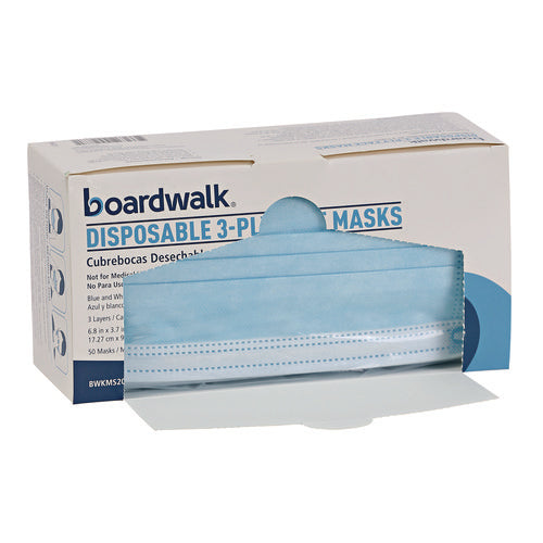 Three-Ply General Use Face Mask, Blue, 50/box