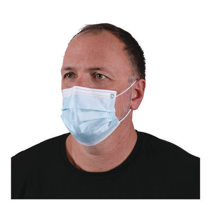 Three-Ply General Use Face Mask, Blue, 50/box