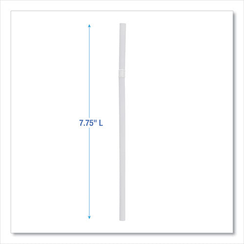 7.75 inch Boardwalk Flexible Wrapped Straws, Plastic, White, 500/pack, 20 Packs/ct