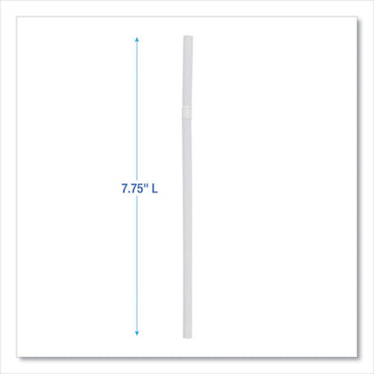 7.75 inch Boardwalk Flexible Wrapped Straws, Plastic, White, 500/pack, 20 Packs/ct