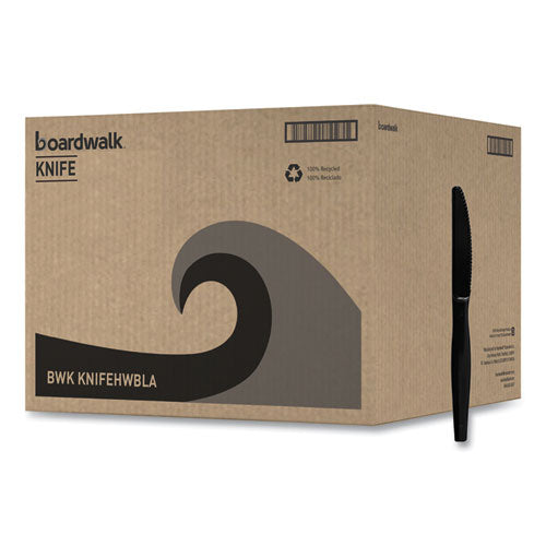 Boardwalk Heavyweight Polystyrene Cutlery, Knife, Black, 1000/carton