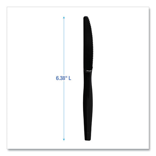 Boardwalk Heavyweight Polystyrene Cutlery, Knife, Black, 1000/carton