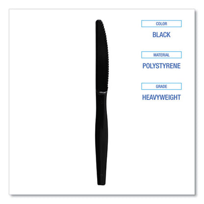 Boardwalk Heavyweight Polystyrene Cutlery, Knife, Black, 1000/carton