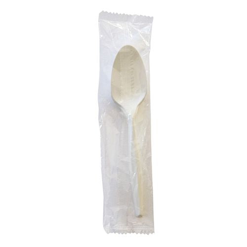 Mediumweight Boardwalk Wrapped Polystyrene Cutlery, Teaspoon, White, 1,000/ct