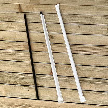 10.25 Inch Wrapped Giant Straws, Polypropylene, Boardwalk, Black, 1,200/cs