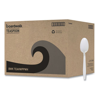 Heavyweight Polypropylene Cutlery, Teaspoon, White, 1000/cs