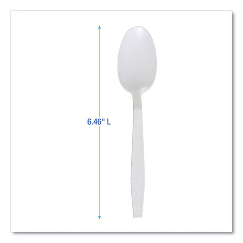 Heavyweight Polypropylene Cutlery, Teaspoon, White, 1000/cs