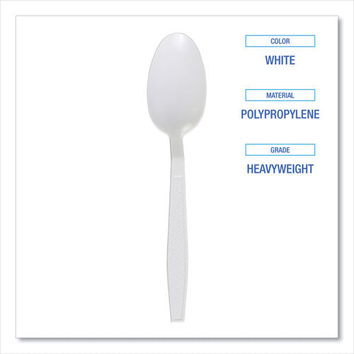 Heavyweight Polypropylene Cutlery, Teaspoon, White, 1000/cs