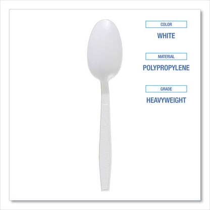 Heavyweight Polypropylene Cutlery, Teaspoon, White, 1000/cs