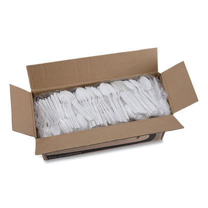 Heavyweight Polypropylene Cutlery, Teaspoon, White, 1000/cs