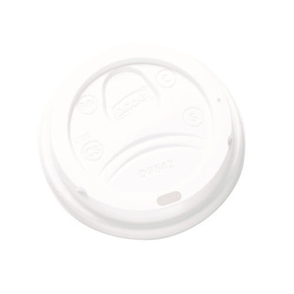 10-20oz Dome Drink-Thru Lids, Fits Dixie Paper Hot Cups, White, 100/pk