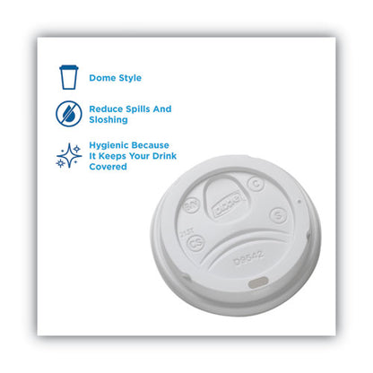 10-20oz Dome Drink-Thru Lids, Fits Dixie Paper Hot Cups, White, 100/pk
