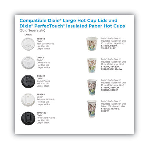 10-20oz Dome Drink-Thru Lids, Fits Dixie Paper Hot Cups, White, 100/pk
