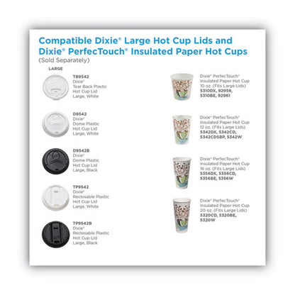 10-20oz Dome Drink-Thru Lids, Fits Dixie Paper Hot Cups, White, 100/pk