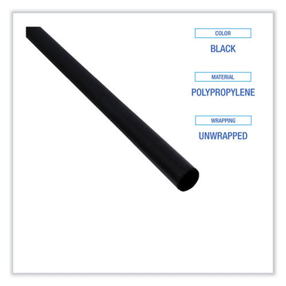 5.25 inch Boardwalk Single-Tube Stir-Straws, Polypropylene, Black, 1,000/pack, 10 Packs/carton