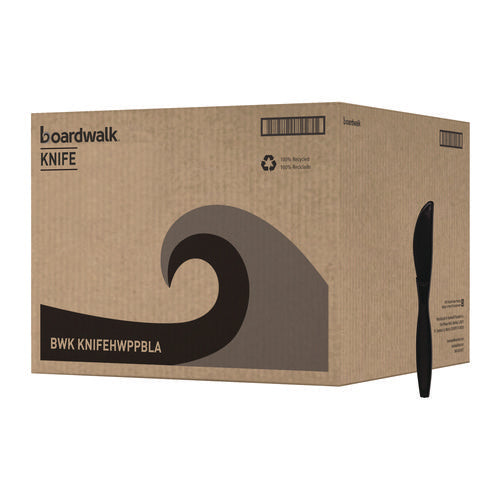 Boardwalk Heavyweight Polypropylene Cutlery, Knife, Black, 1000/cs
