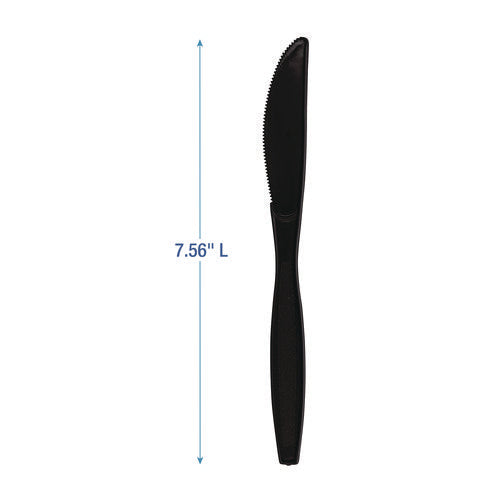 Boardwalk Heavyweight Polypropylene Cutlery, Knife, Black, 1000/cs