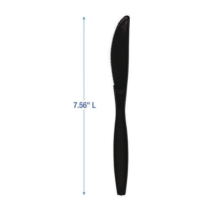 Boardwalk Heavyweight Polypropylene Cutlery, Knife, Black, 1000/cs