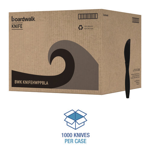 Boardwalk Heavyweight Polypropylene Cutlery, Knife, Black, 1000/cs