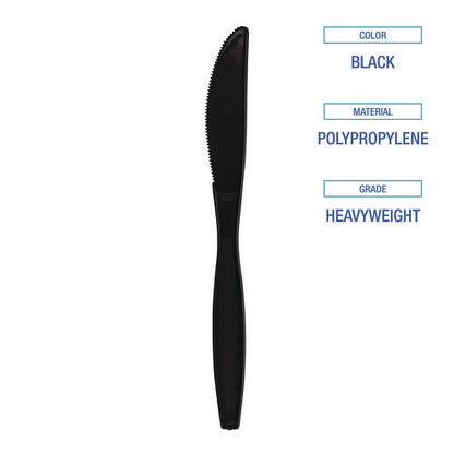 Boardwalk Heavyweight Polypropylene Cutlery, Knife, Black, 1000/cs