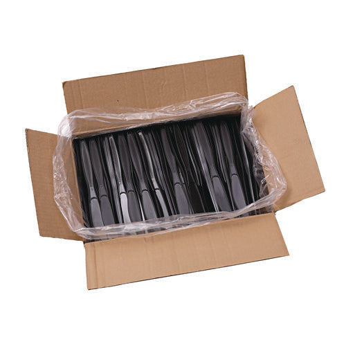 Boardwalk Heavyweight Polypropylene Cutlery, Knife, Black, 1000/cs