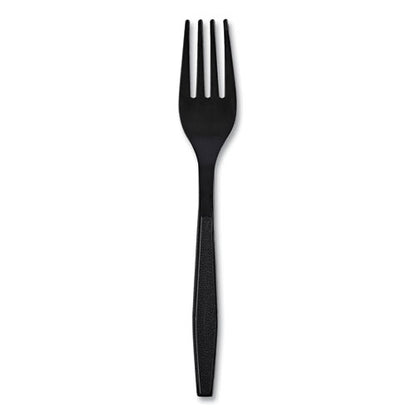 Heavyweight Boardwalk Wrapped Polypropylene Cutlery, Fork, Black, 1,000/cs