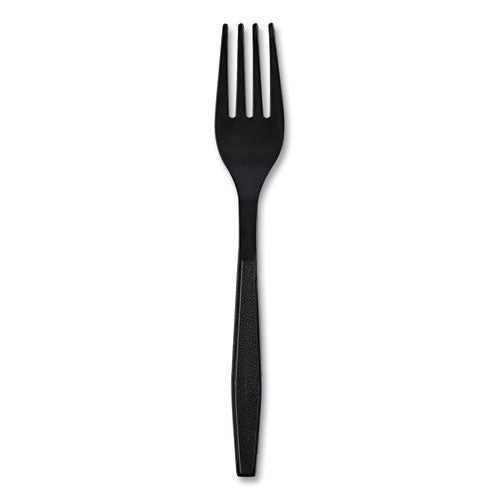 Heavyweight Boardwalk Wrapped Polypropylene Cutlery, Fork, Black, 1,000/cs