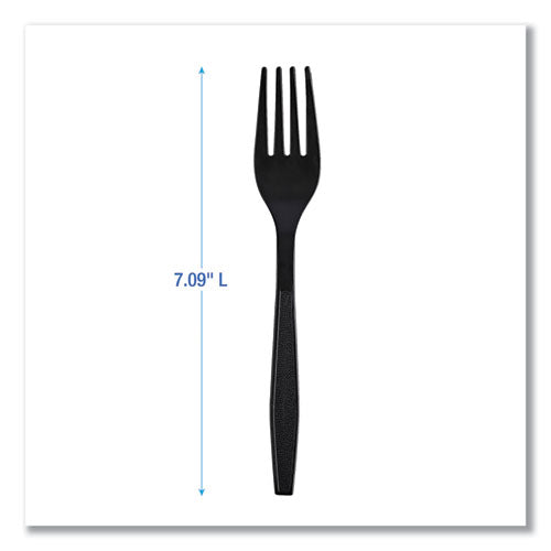 Heavyweight Boardwalk Wrapped Polypropylene Cutlery, Fork, Black, 1,000/cs