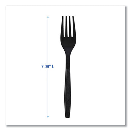 Heavyweight Boardwalk Wrapped Polypropylene Cutlery, Fork, Black, 1,000/cs