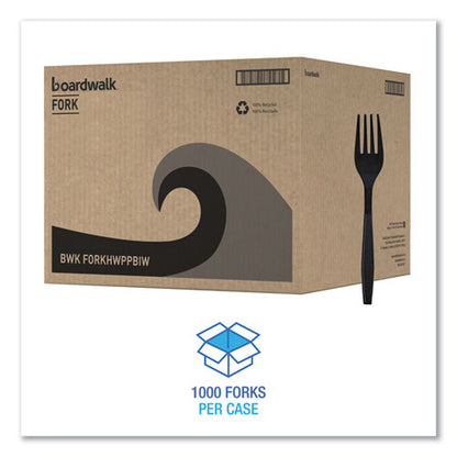 Heavyweight Boardwalk Wrapped Polypropylene Cutlery, Fork, Black, 1,000/cs