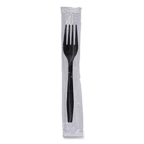 Heavyweight Boardwalk Wrapped Polypropylene Cutlery, Fork, Black, 1,000/cs