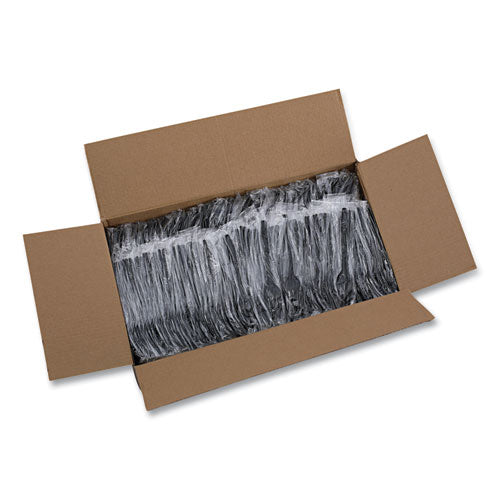 Heavyweight Boardwalk Wrapped Polypropylene Cutlery, Fork, Black, 1,000/cs