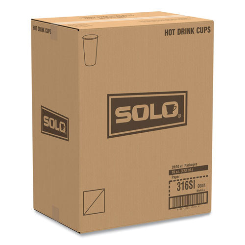16oz SOLO Paper Hot Drink Cups in Bistro Design, Maroon, 50/pk