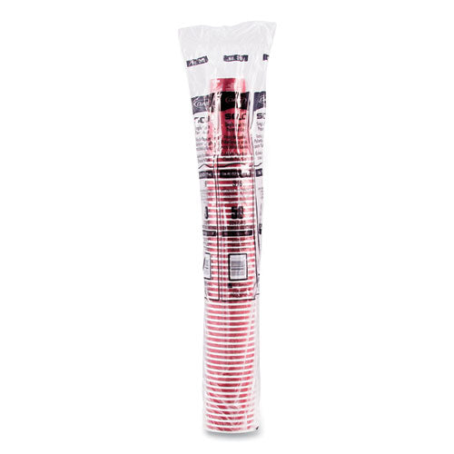 16oz SOLO Paper Hot Drink Cups in Bistro Design, Maroon, 50/pk