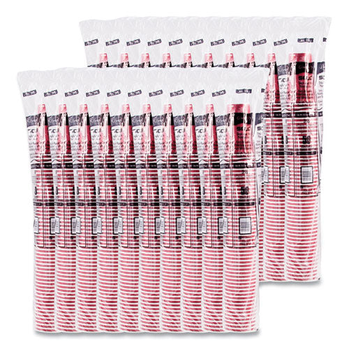 16oz SOLO Paper Hot Drink Cups in Bistro Design, Maroon, 50/pk